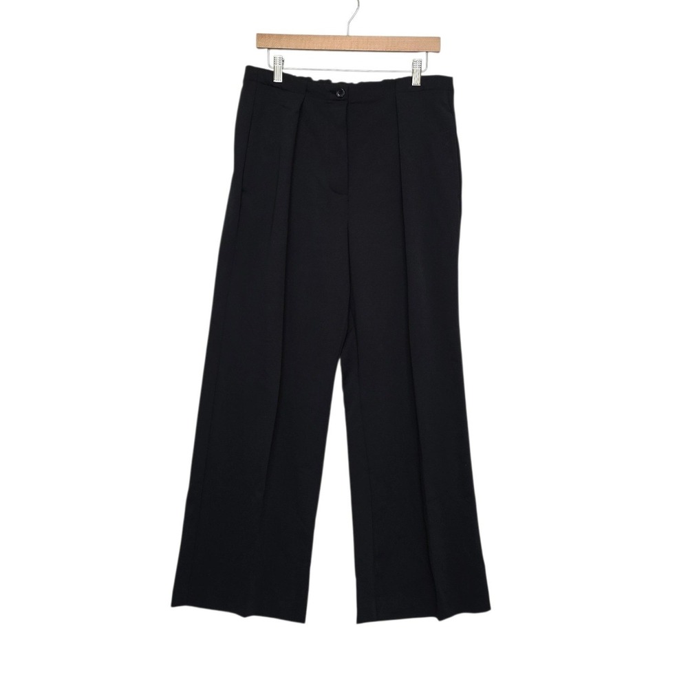 Free People Black Tailored Wide Leg Pleated High Rise Trousers Womens Medium
